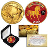 2026 Chinese New Year YEAR OF THE HORSE 24K Gold Plated $50 American Buffalo Indian Tribute Coin w/BOX