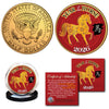2026 Chinese New Year * YEAR OF THE HORSE * 24K Gold Plated JFK Kennedy Half Dollar Coin