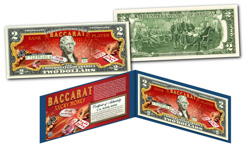 BACCARAT Casino Game Asian *Lucky Money" Genuine Legal Tender U.S. $2 Bills with Premium Display