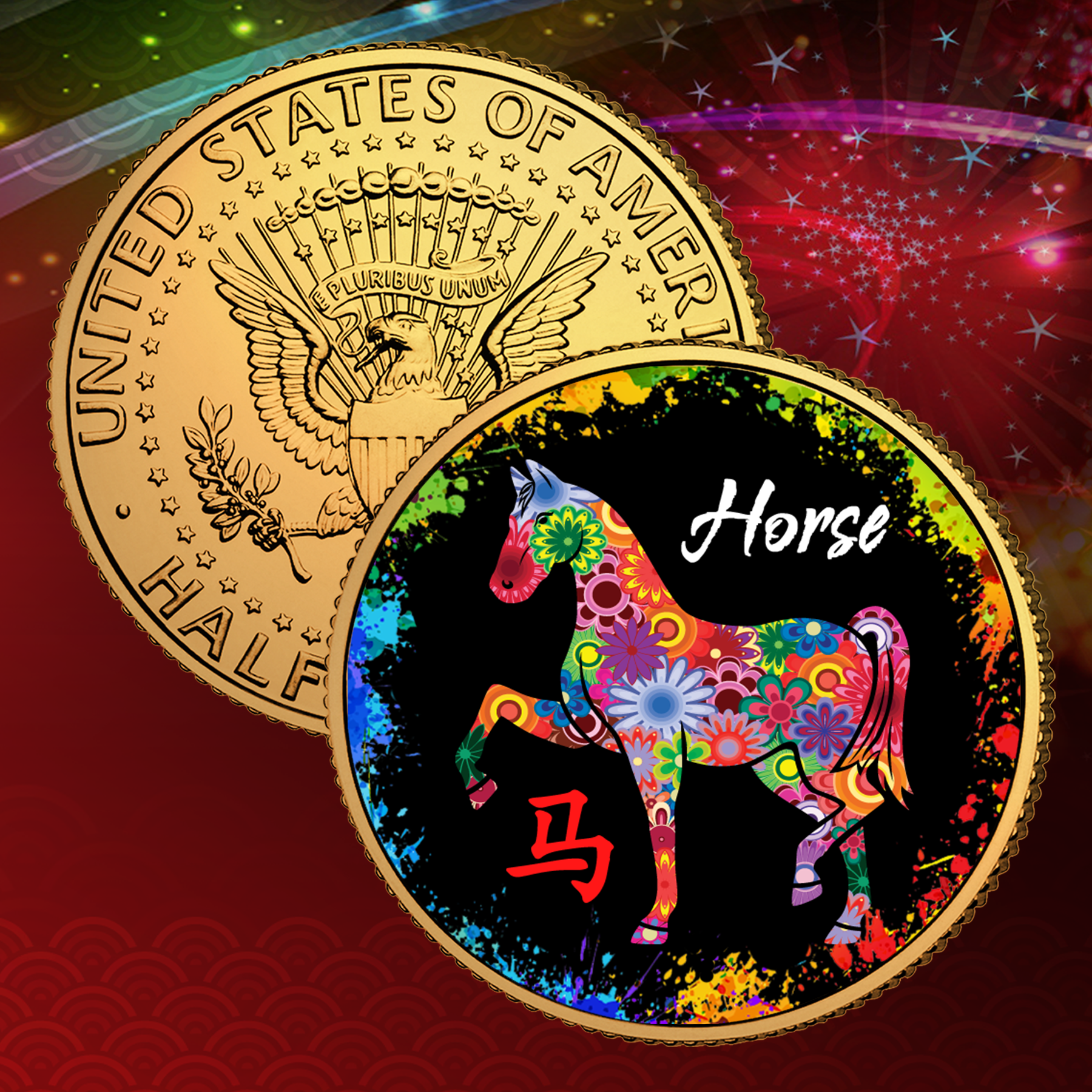 New Years 2026 2026 Chinese YEAR Of The HORSE Red Lunar Metallic Lucky 8 US $2 Bill W/ Folder Red Envelopes Chinese - Foto 4