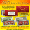 2024 YEAR OF THE DRAGON $1 & $2 Lunar New Year Set - DUAL 8’s GOLD DRAGONS in Red Envelope Ltd. 8,888 Sets