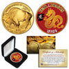 2024 Chinese New Year YEAR OF THE DRAGON 24K Gold Plated $50 American Buffalo Indian Tribute Coin w/BOX
