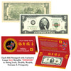 2024 Chinese YEAR of the DRAGON Red Metallic Stamp Lucky 8 Genuine $2 Bill w/Folder