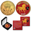 2026 Chinese New Year * YEAR OF THE HORSE * 24K Gold Plated JFK Kennedy Half Dollar Coin with DELUXE BOX