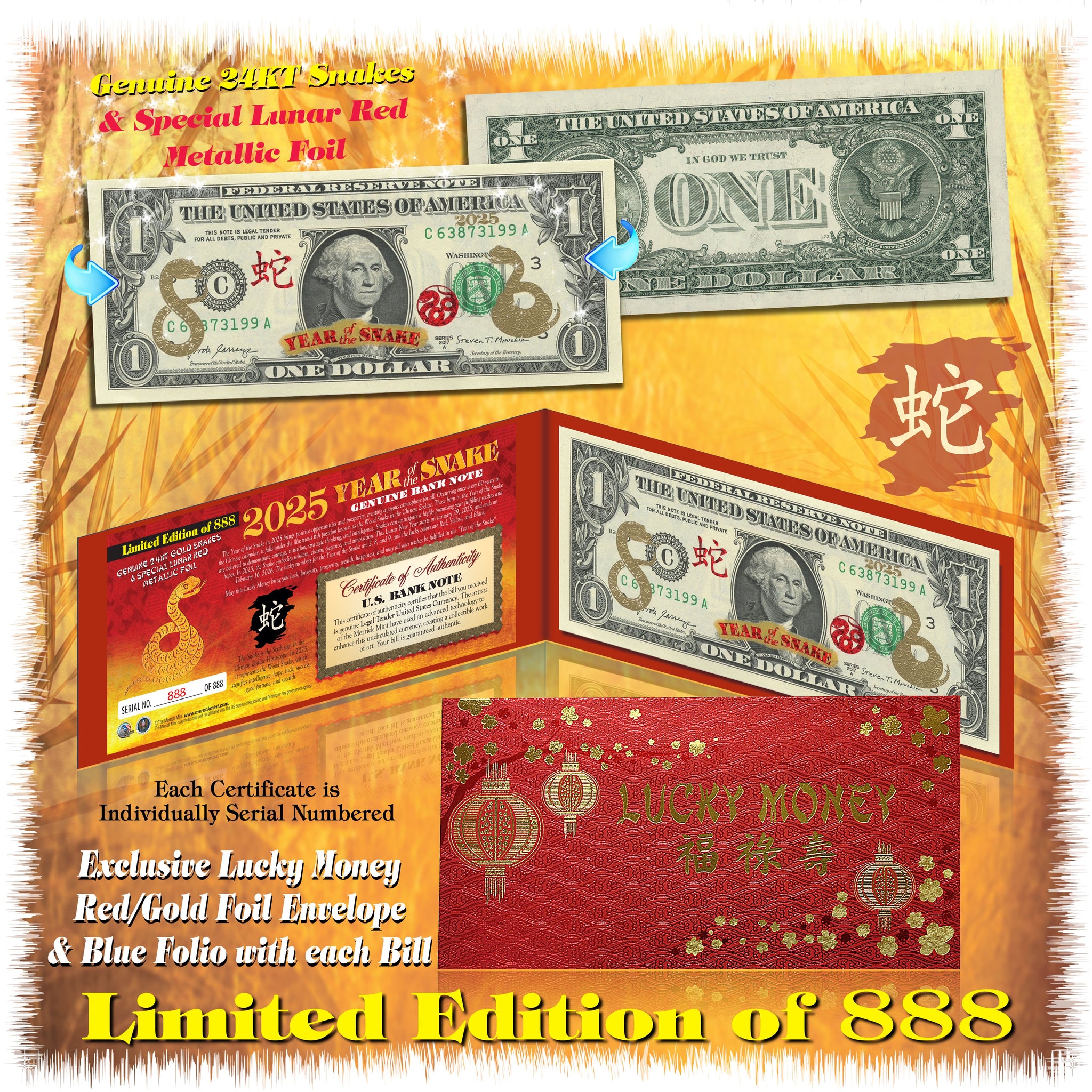 Aries Zodiac Colorized $2 Bill - Genuine Legal Tender US Currency | Horoscope Collector's Item Uncirculated