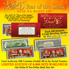 2025 YEAR OF THE SNAKE $1 & $2 Lunar New Year Set - DUAL 8’s GOLD SNAKES in Red Envelope Ltd. 8,888 Sets