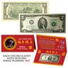 2025 CNY Chinese YEAR of the SNAKE Lucky Money S/N 888 U.S. $2 Bill w/ Red Folder