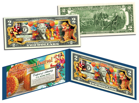 Chinese & Vietnamese MID AUTUMN FESTIVAL U.S. $2 Bill Legal Tender Currency - Lucky Money